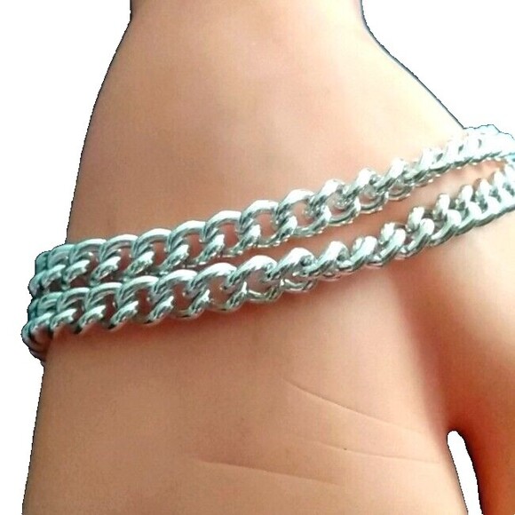 Breast Cancer Silver Tone 8" Chain Bracelet Symbol Memory Honor Survivor Fashion - Picture 3 of 7